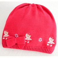 嬰兒針織冷帽 - 薑餅人 (紅色)